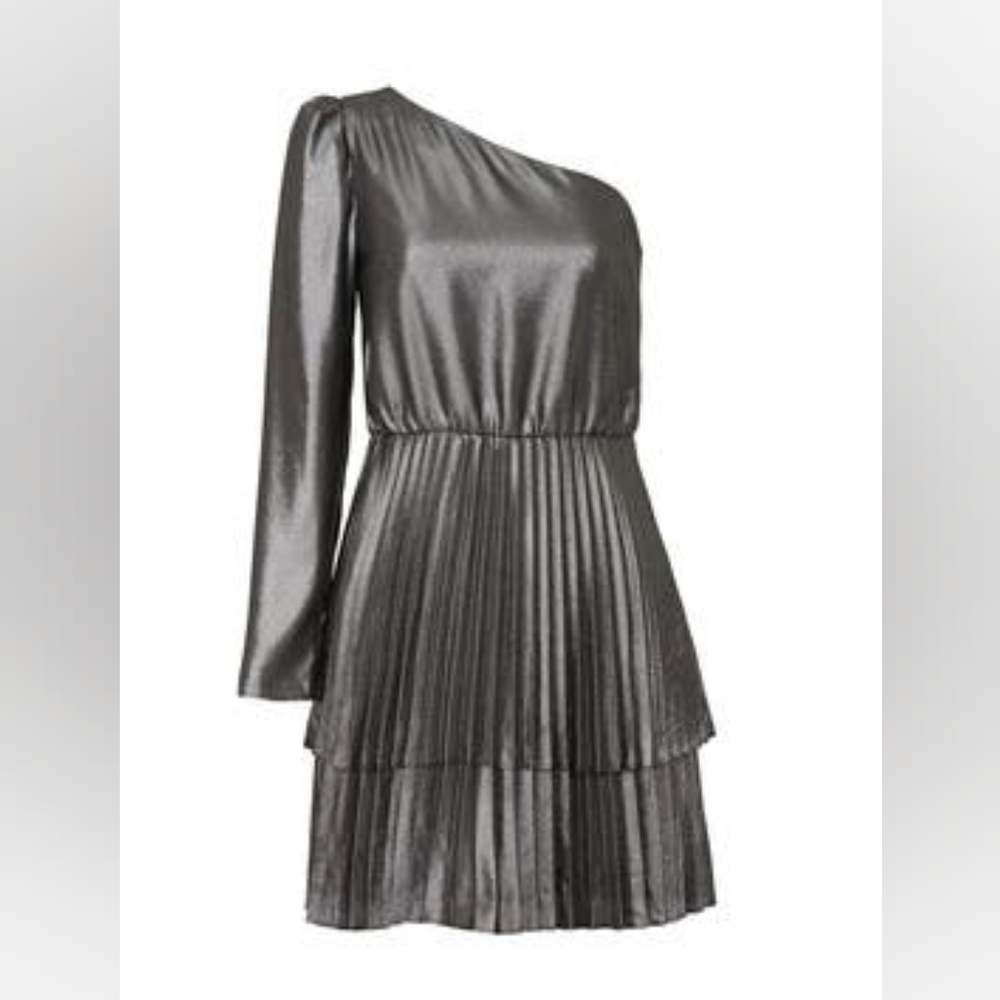 Derek Lam Collective Metallic One Shoulder Dress Sz 46 - Picture 5 of 9